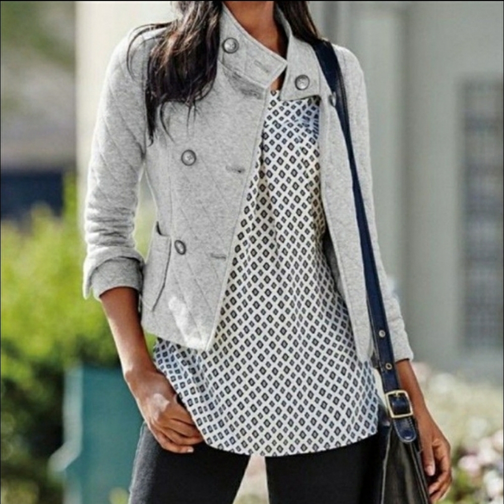 CAbi 3182 quilted knit jacket heathered gray XL